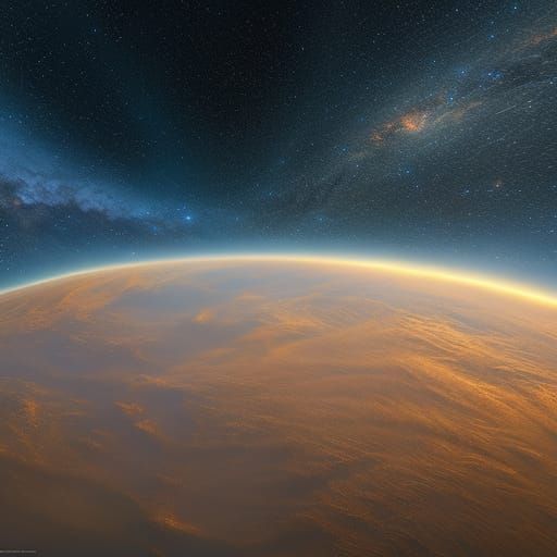 Unexplored Planet from Spaceship in Rich Colors