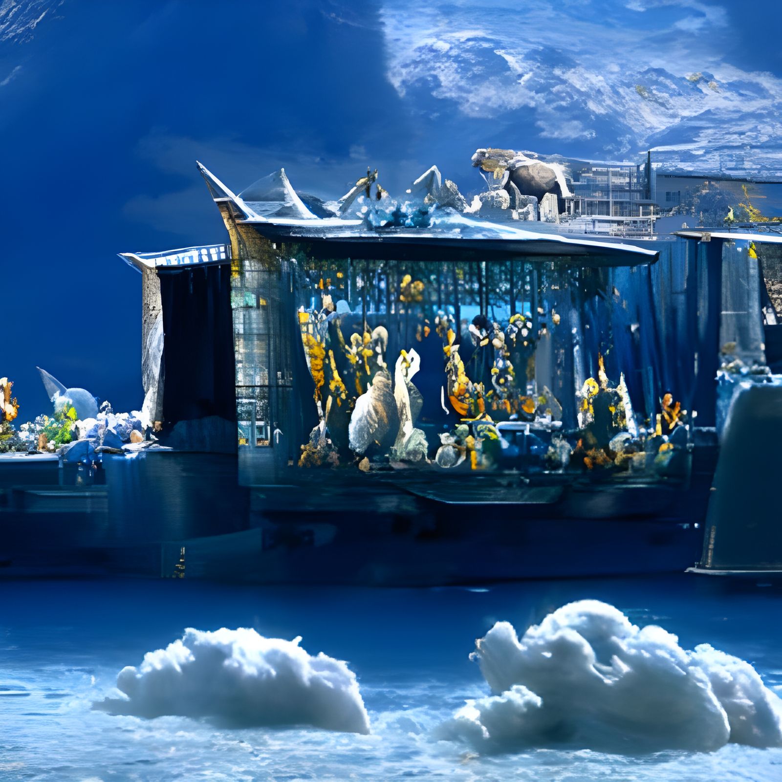 Noah's Ark Scene with Sunbeams and Bubbles