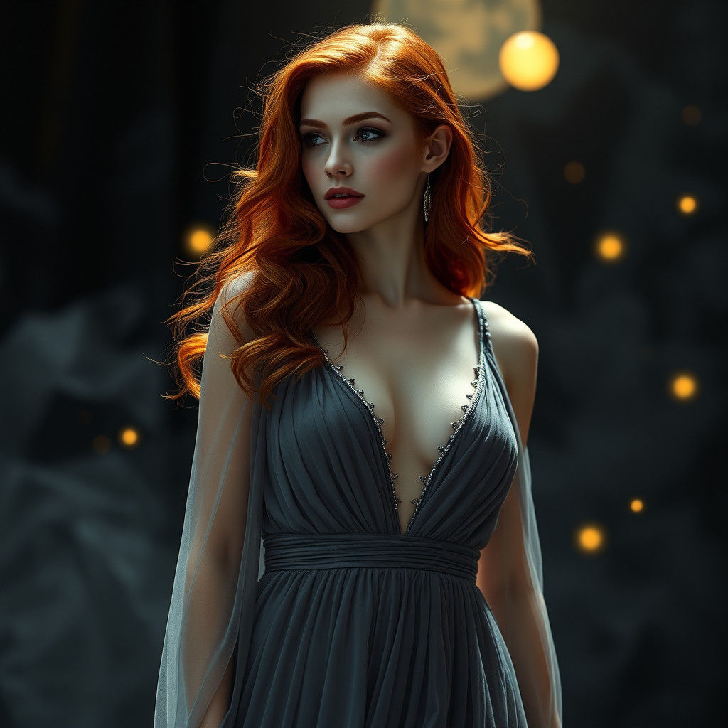Redhead in Grecian Gown: Art Nouveau Dream