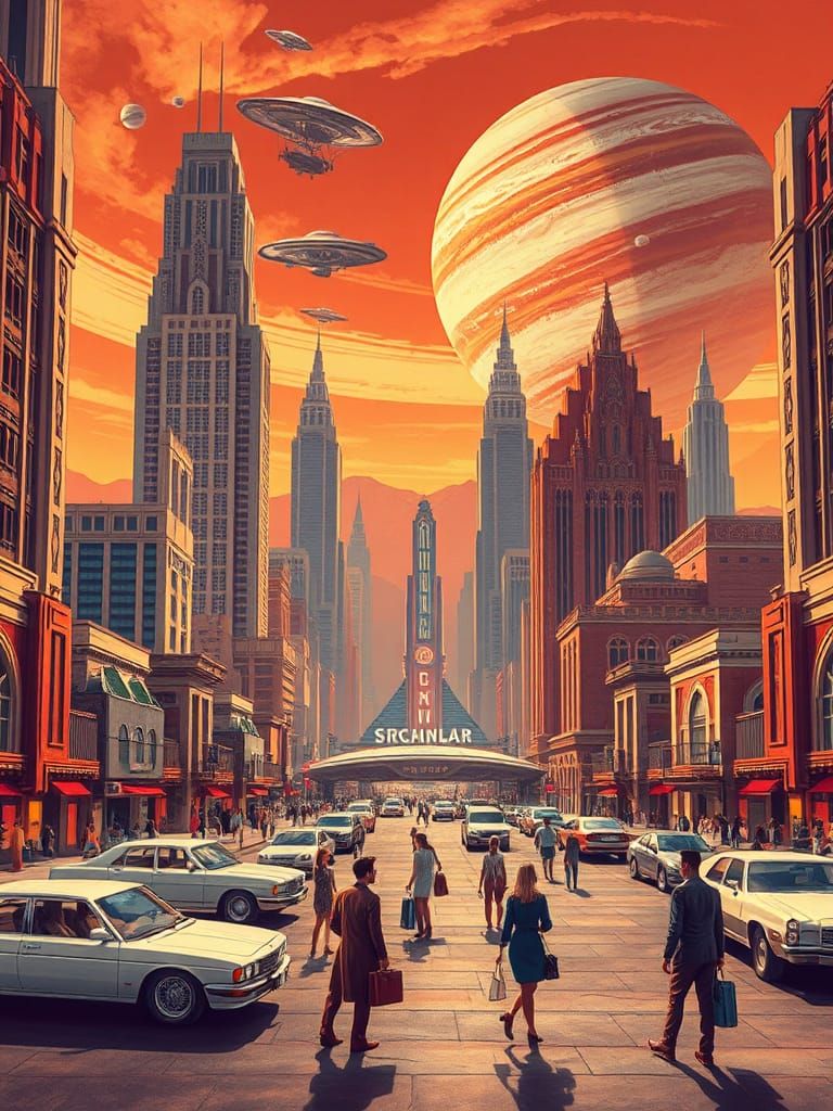 Retrofuturistic Metropolis: Art Deco Skyscrapers and Spacesh...