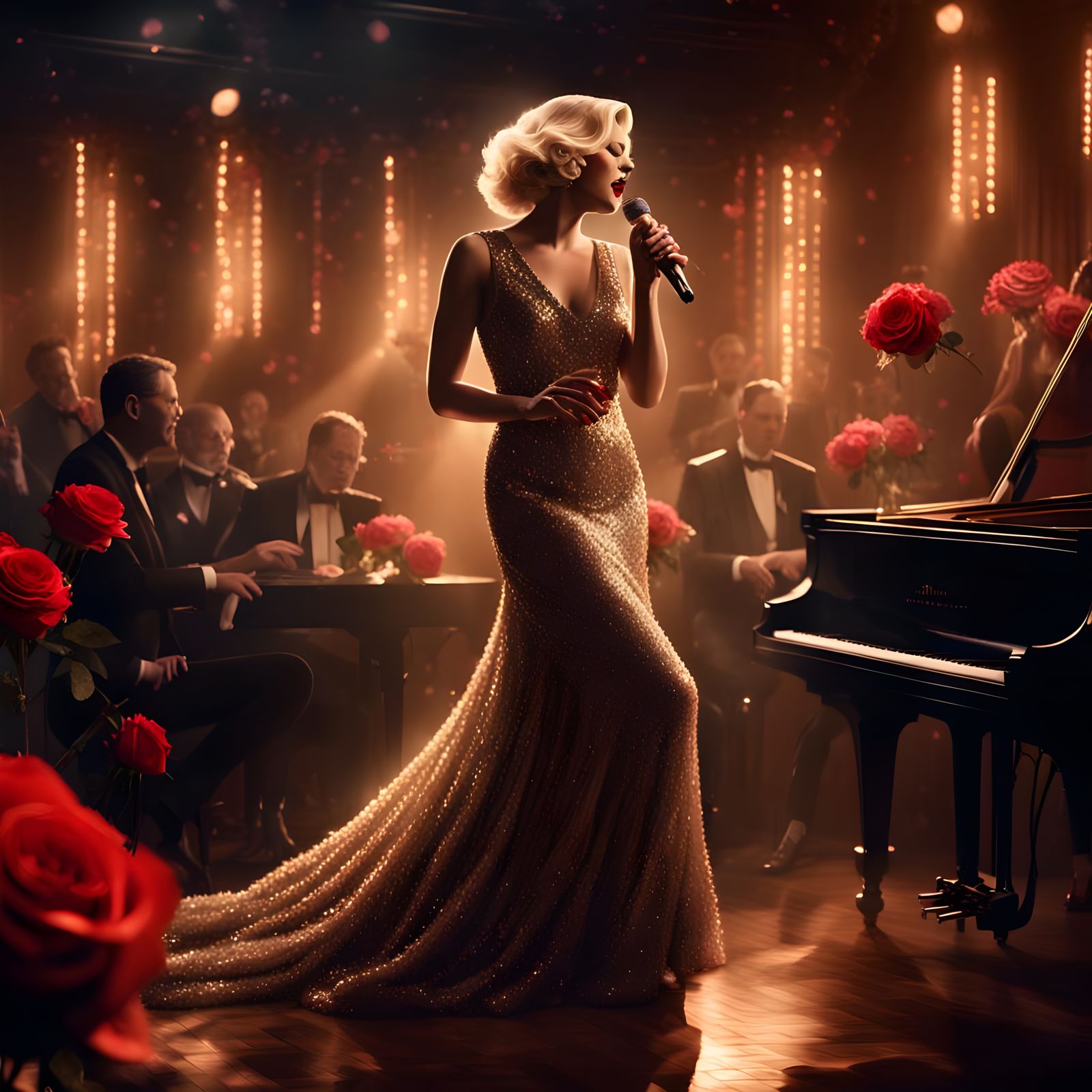 Breathtaking Blonde Jazz Singer in Hyperrealistic HDR