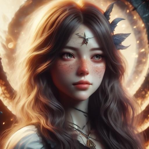 Witch Casting Spell in Classical Portrait Style