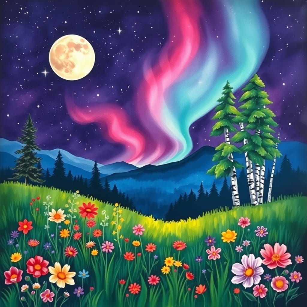 Dreamscape Valley Under Starry Night Sky