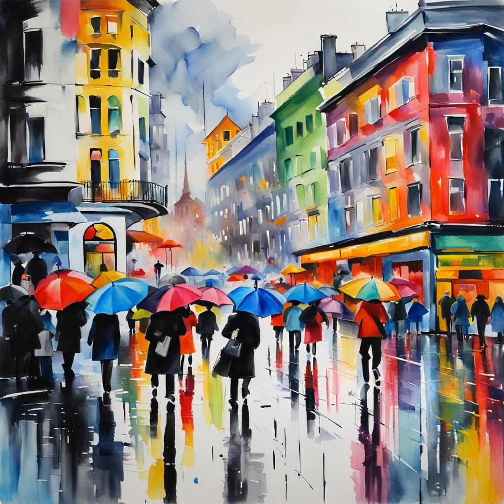 A busy city centre scene