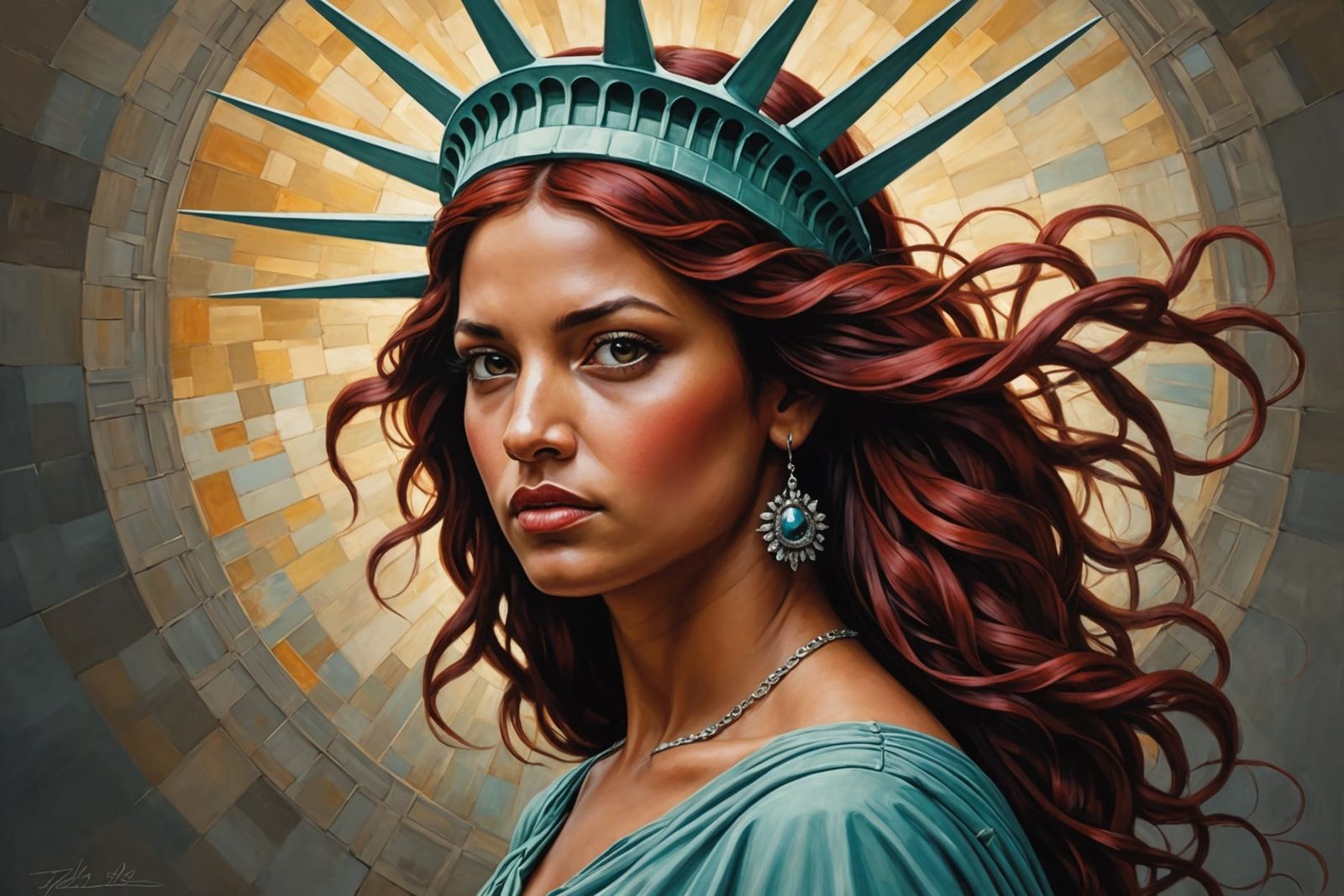 Lady Liberty Reimagined as Radiant Young Woman