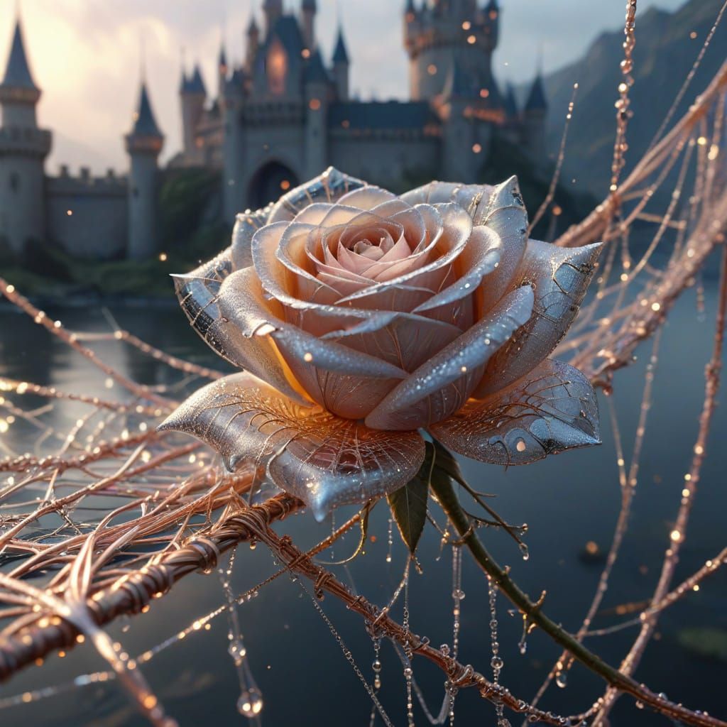 Ethereal Rose of Glowing Spider Silk