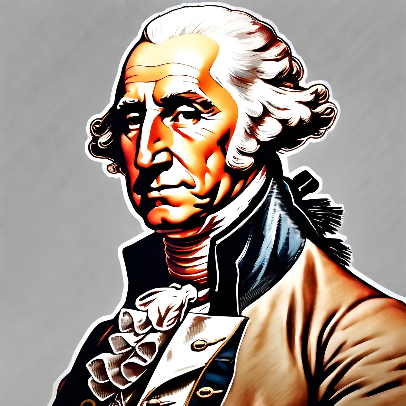 Muscular George Washington Portrait in Digital 3D