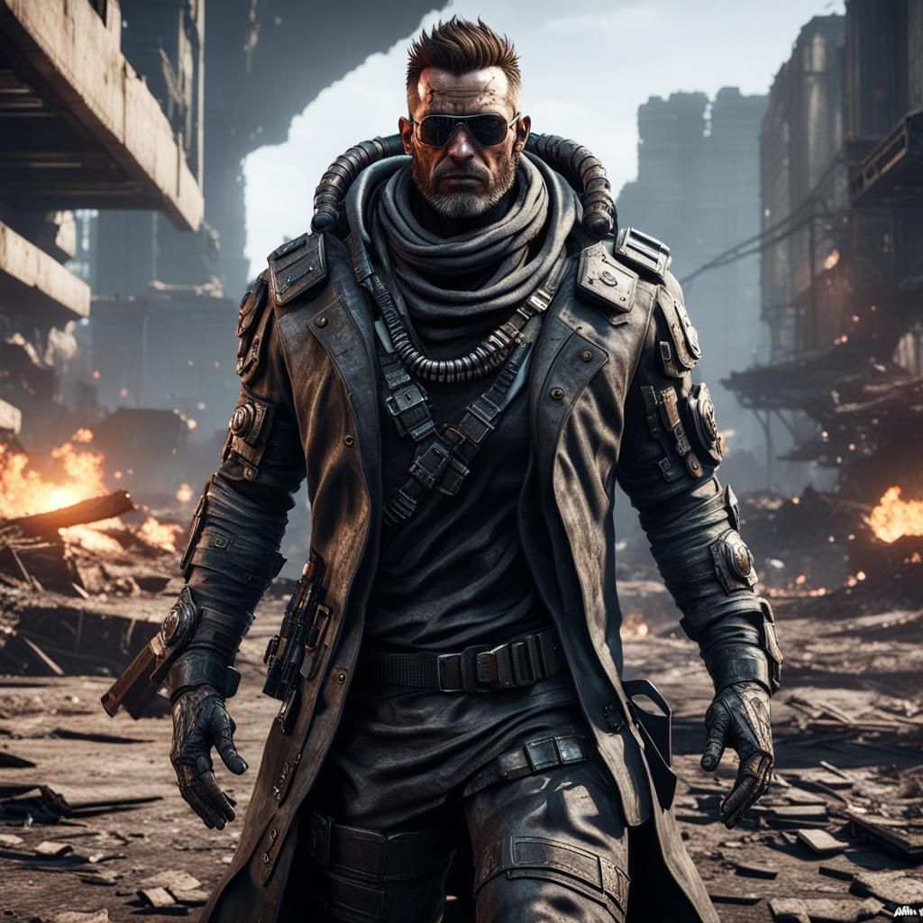 Apocalyptic Male Fashion in 3D Cinematic Style