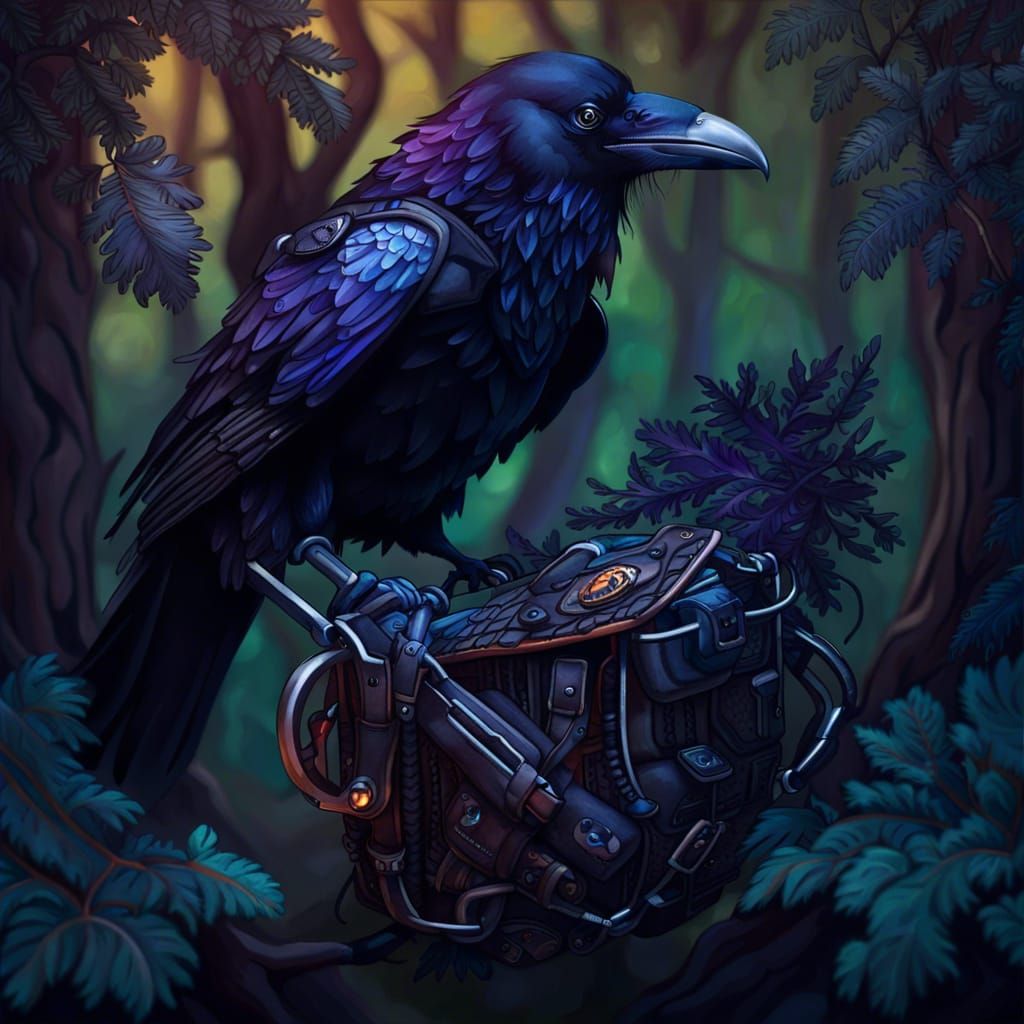 Raven Portrait with Catapult Backpack