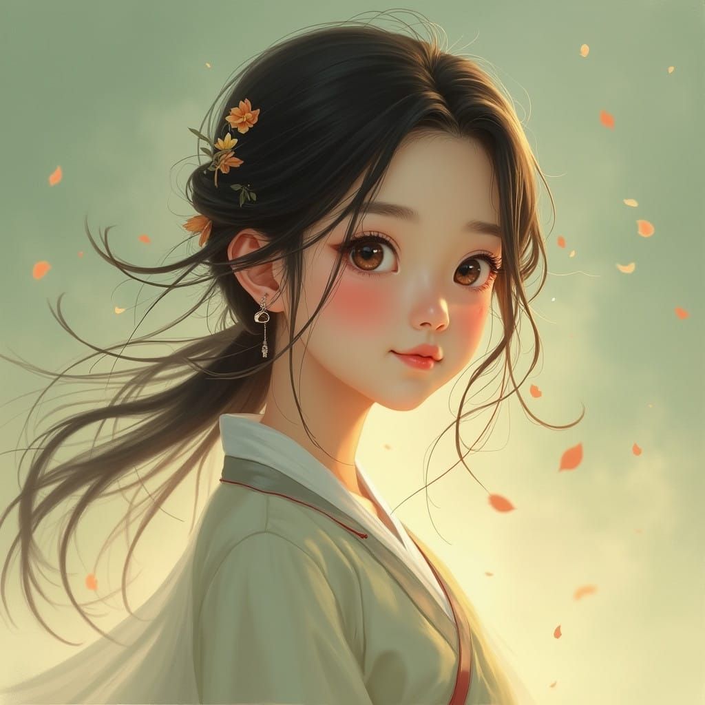 Korean Girl in Soft Focus, Gentle Smile