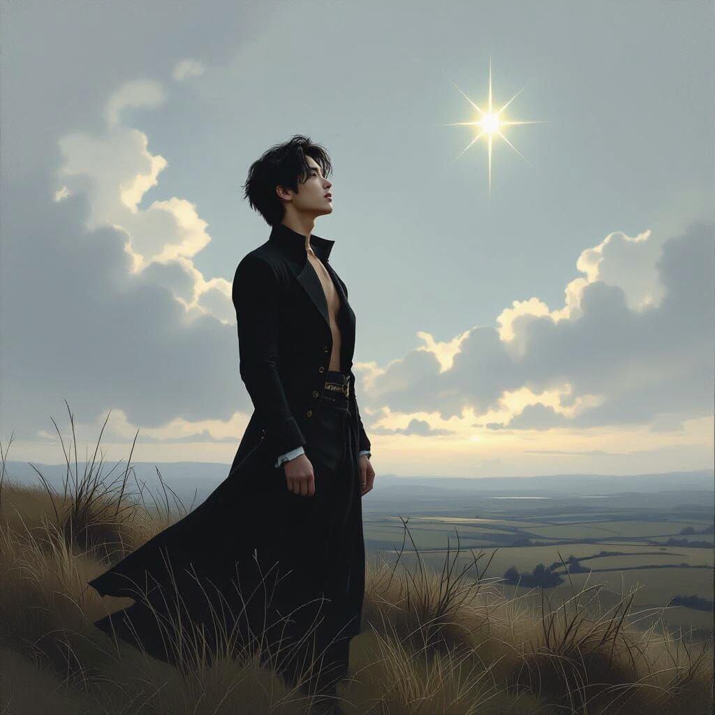 Windswept Moors Hopeful Man in Baroque Style