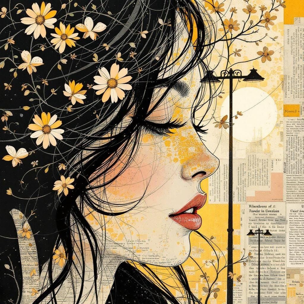 Organic-Textural Portrait in Audrey Kawasaki Style