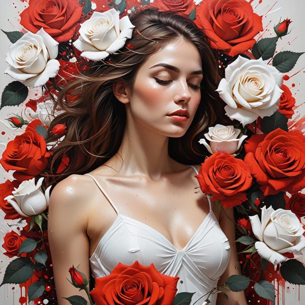 Abstract Rose Woman: Complementary Colors and Fine Details