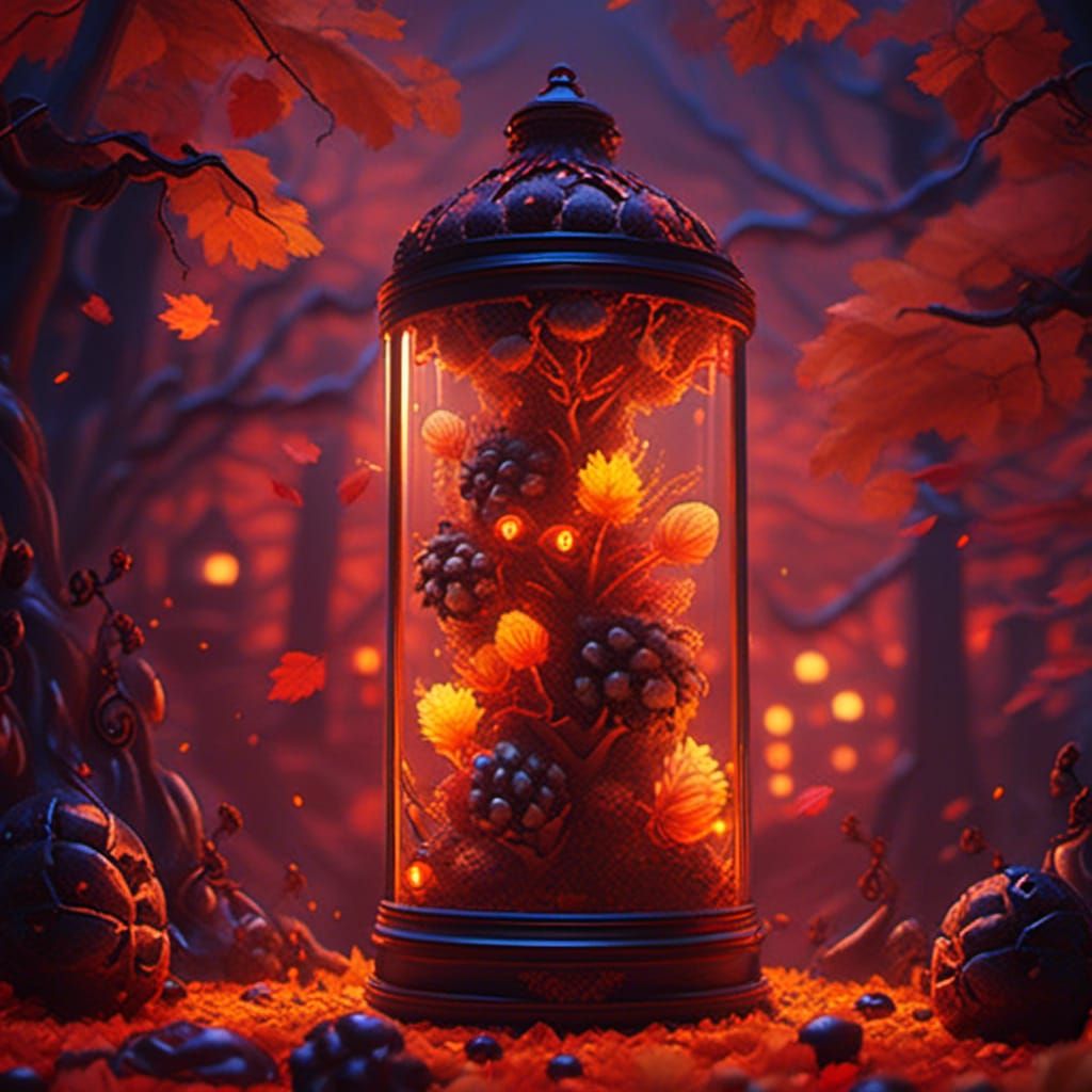 Glowing Halloween Lava Lamp with Autumnal Elements