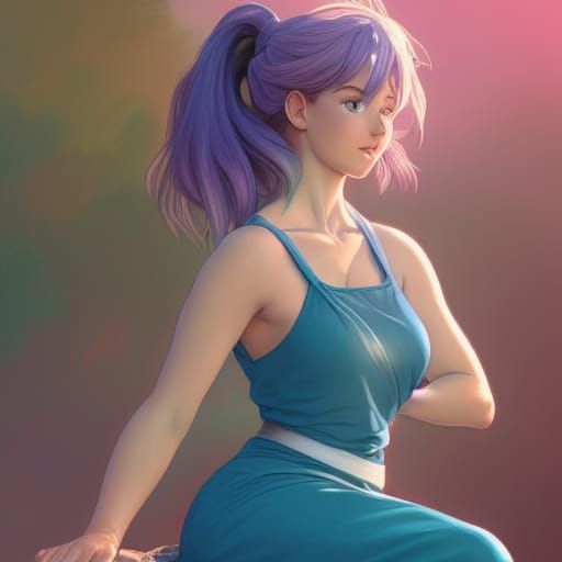 Bulma Portrait with Aquamarine Hair, Artgerm Style