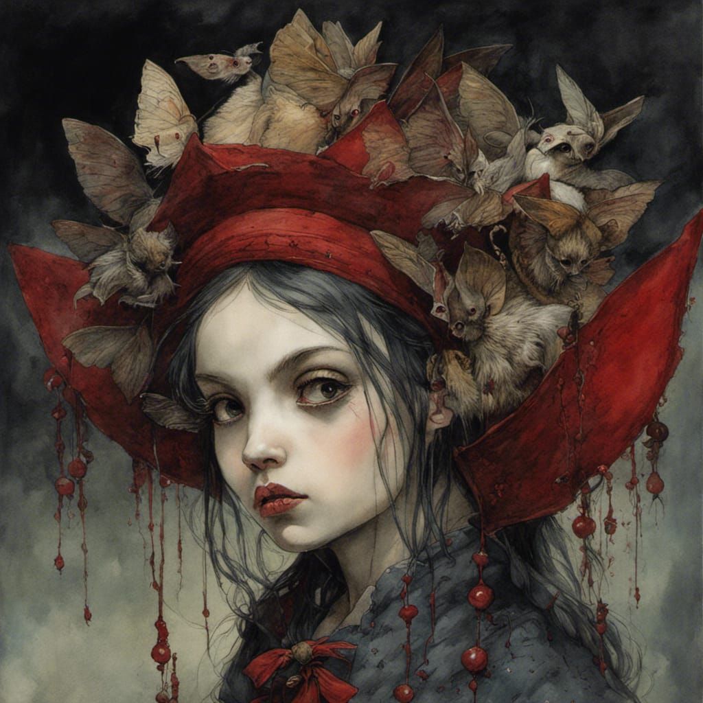 Watercolor Vampire Portrait with Painterly Details