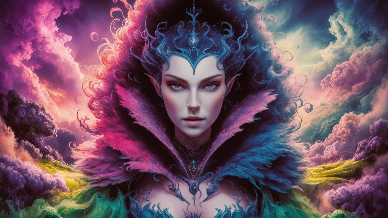 Ethereal Fantasy Figure in Watercolor Portrait