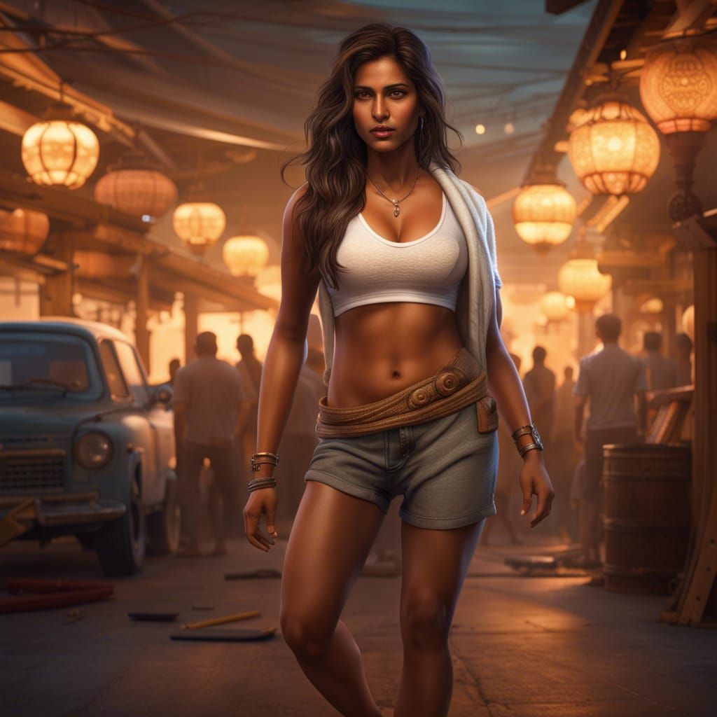 Realistic Photo of a Big-Breasted Indian Woman