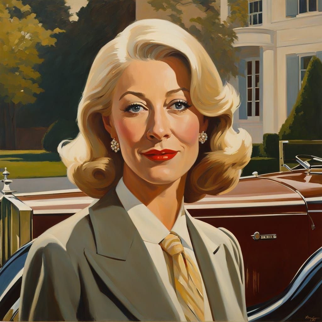Helen Mirren Oil Portrait in Edward Hopper Style