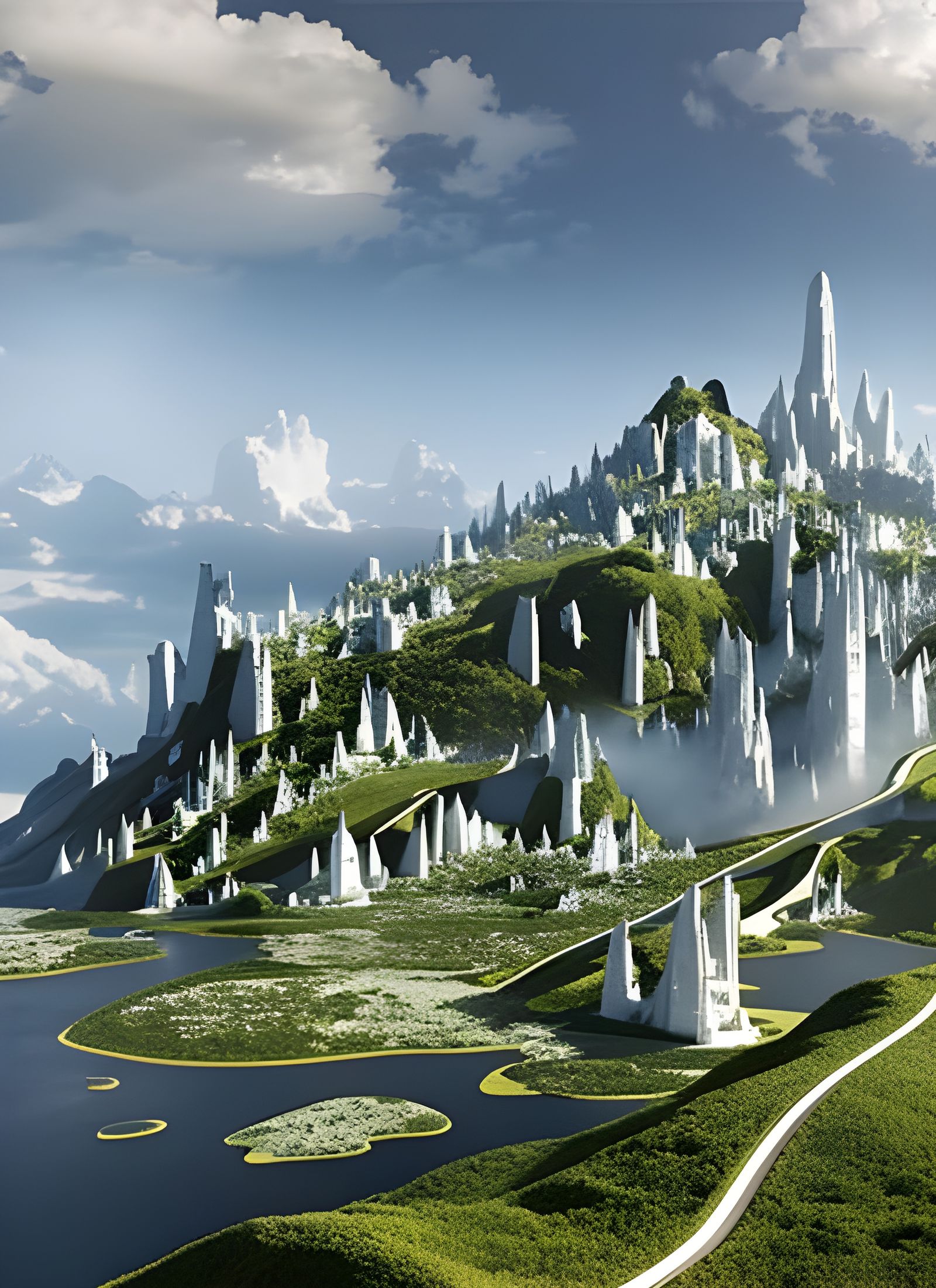 Serene Lakeside Landscape in Hyperrealistic Style