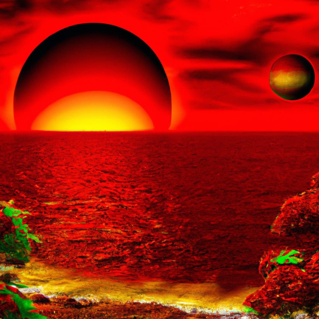 Red Planet Spacescape in Style of Bob Ross and Alex Grey