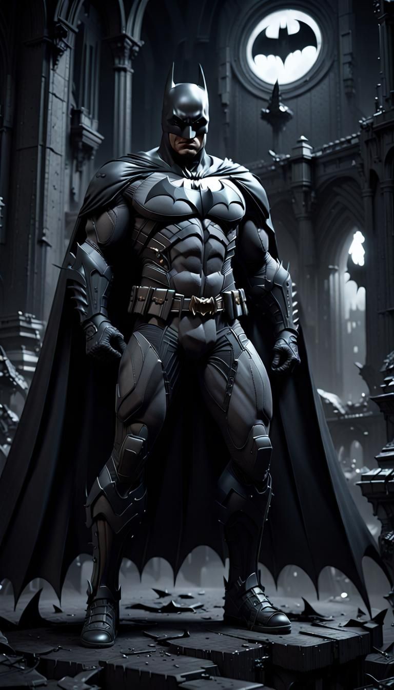 Batman Monochromatic Dark Fantasy Concept Art