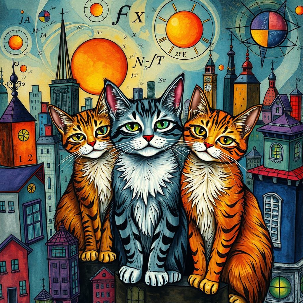 Whimsical Cityscapes of Aristocats amidst Math and Art Nouve...