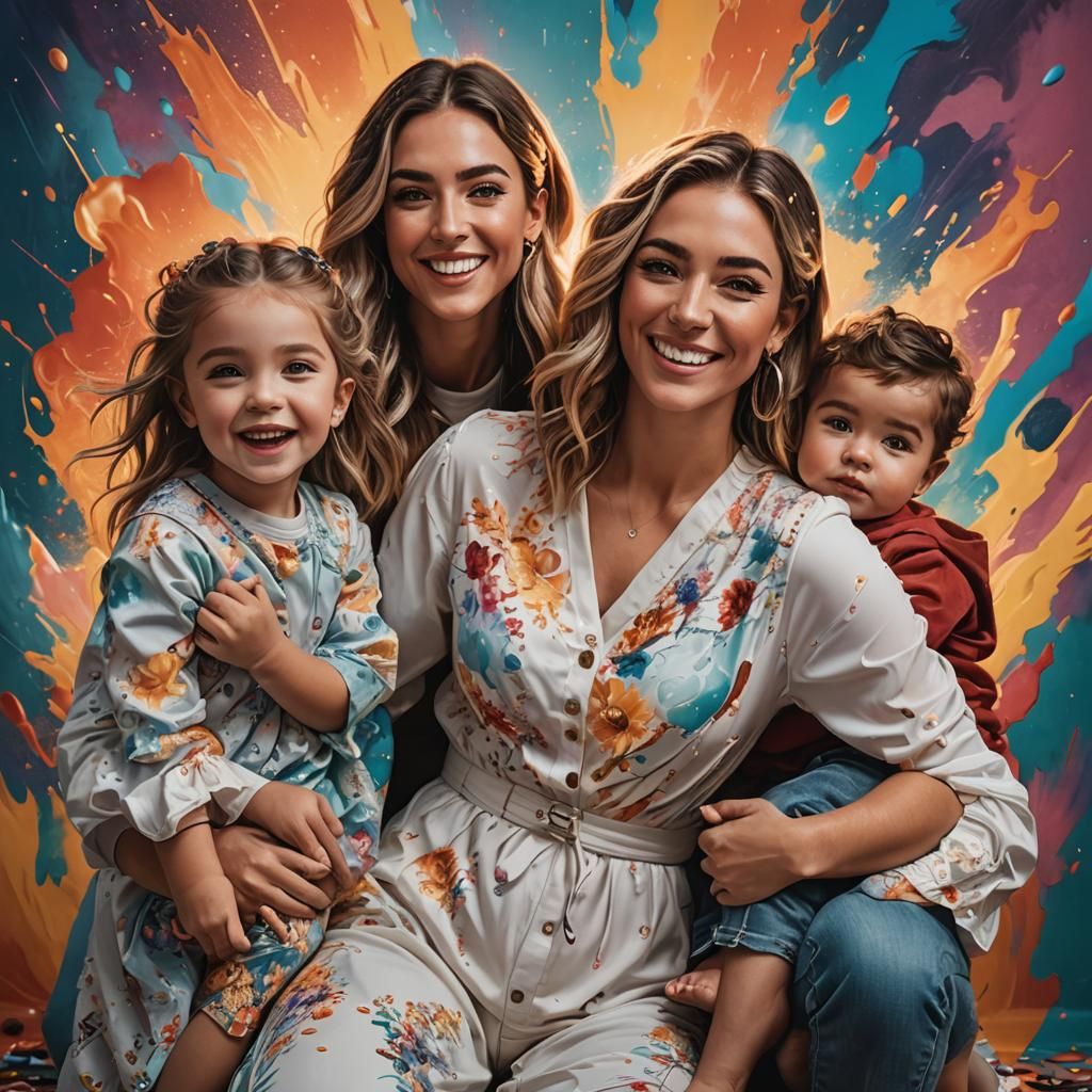Ella Schnacky Family Photoshoot: Hyperrealistic Splash Art