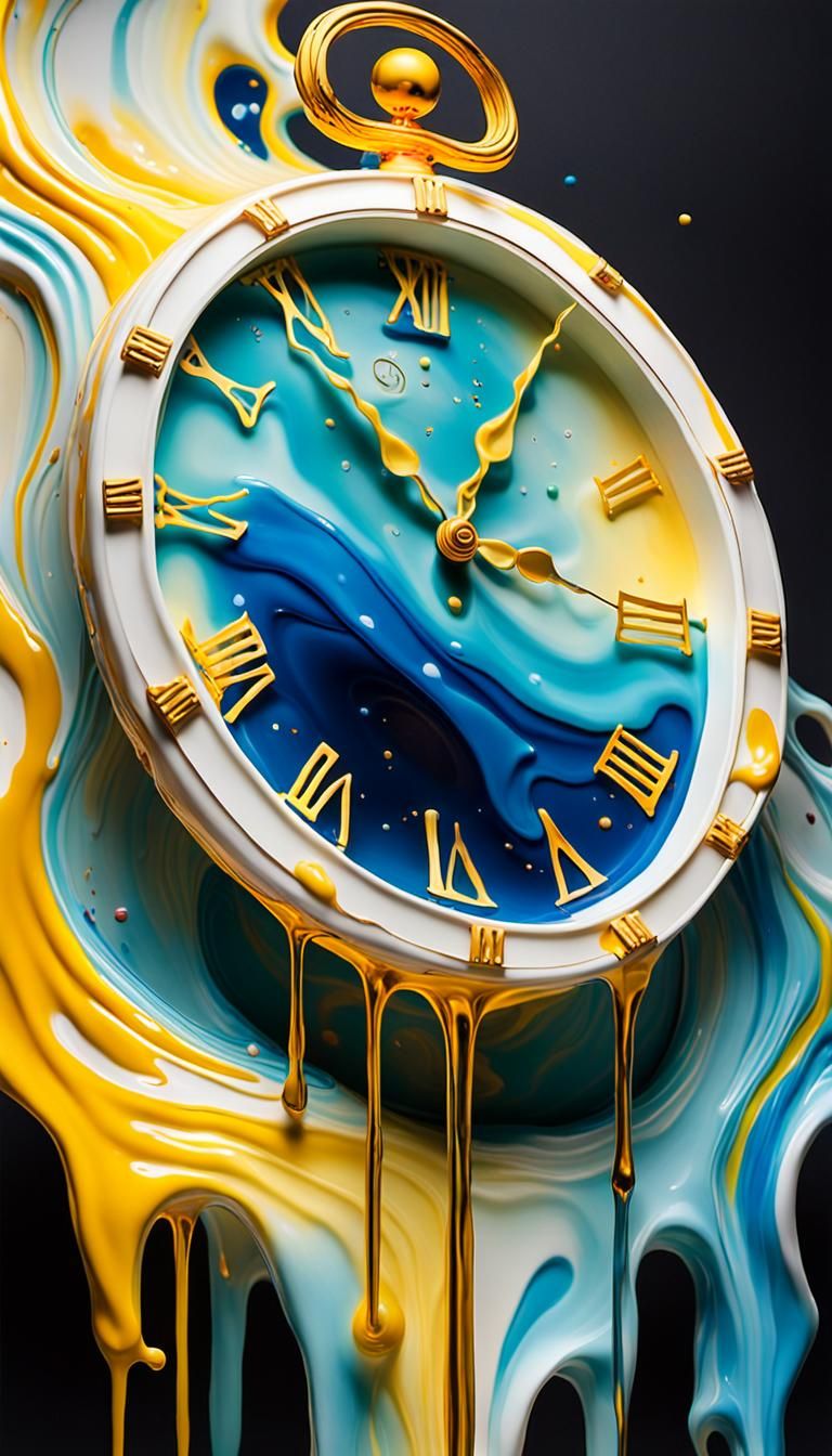 Surrealist Melting Clock in Porcelain with Candyland Colors