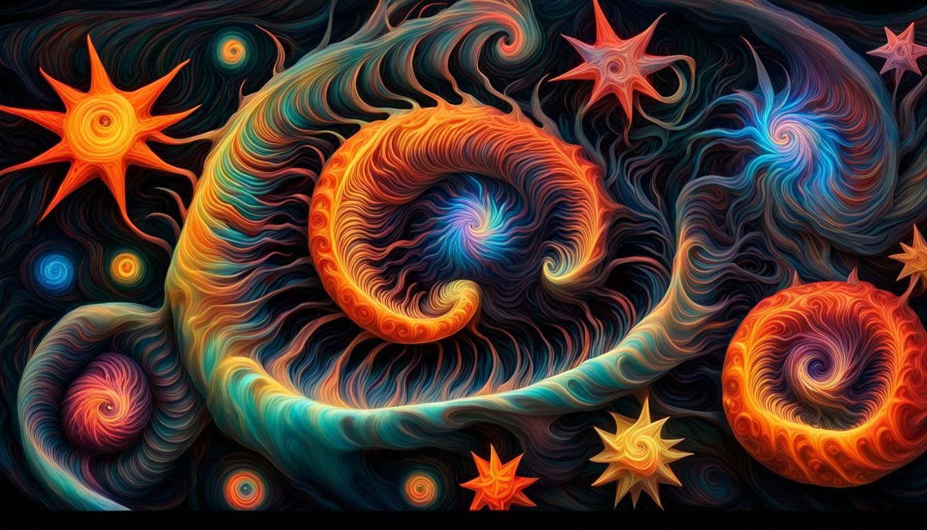 Iridescent Stars in a Swirling Plasma Maelstrom