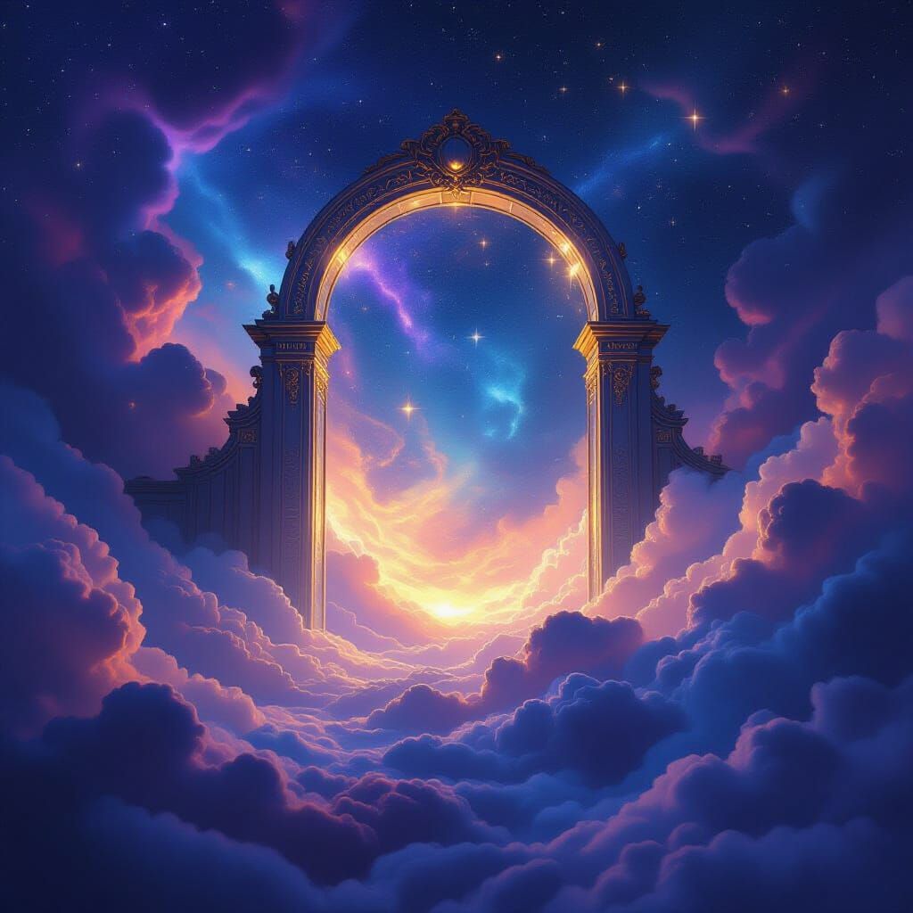 Ethereal Cosmic Gate Opens in Night Sky