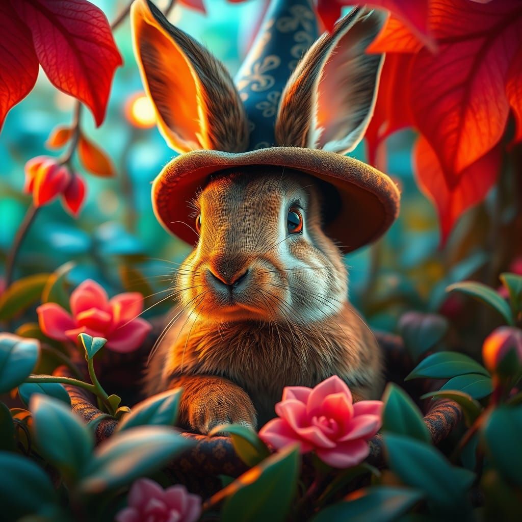 Whimsical Rabbit in Enchanted Forest