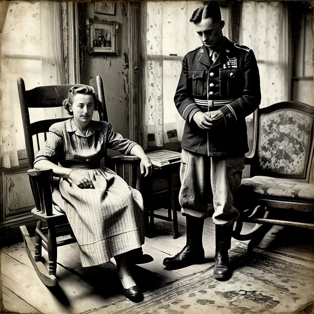 Sorrowful Soldier: Ruth Orkin Style 1940s Photograph