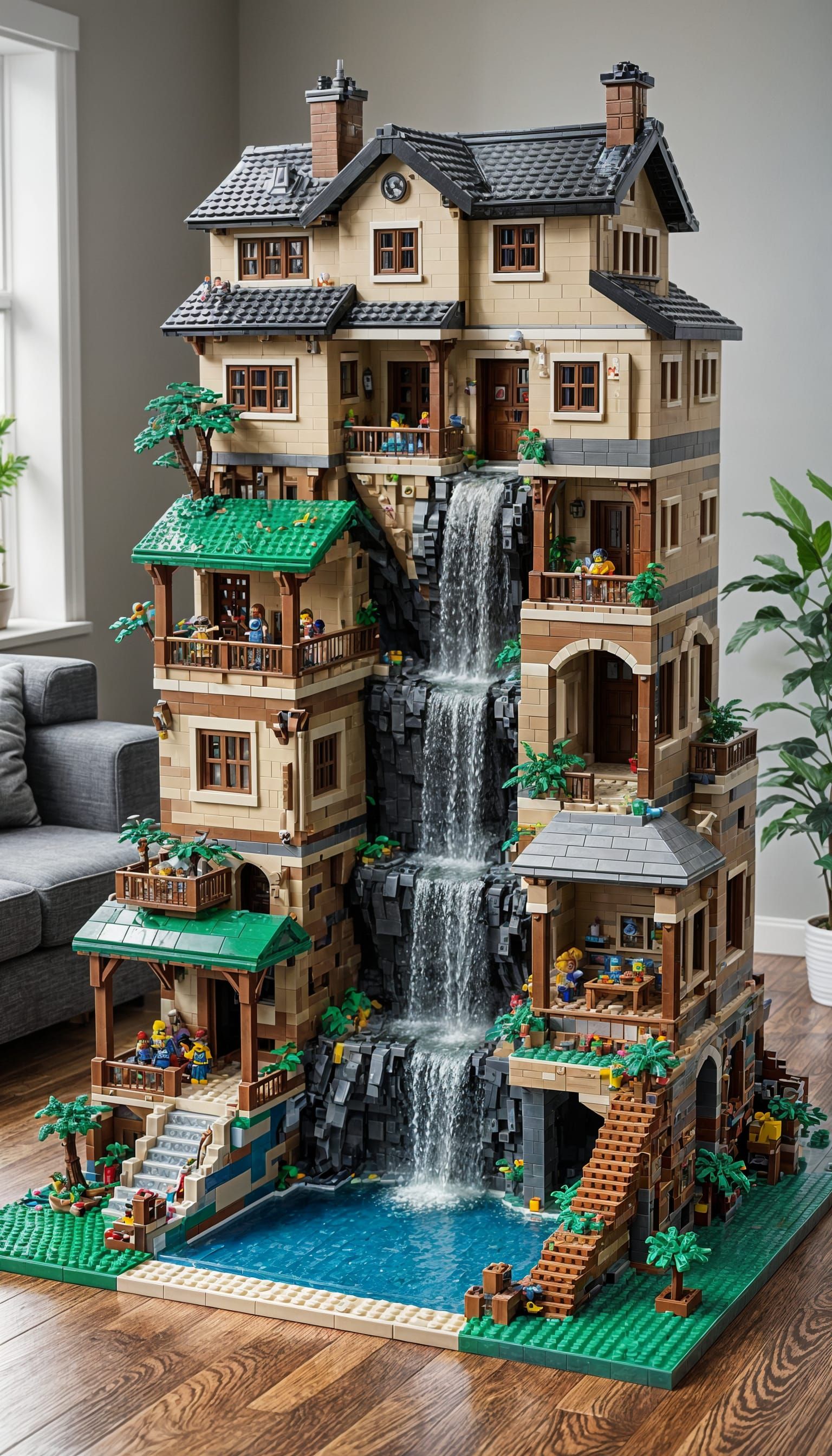 LEGO House Waterfall in Child's Playroom