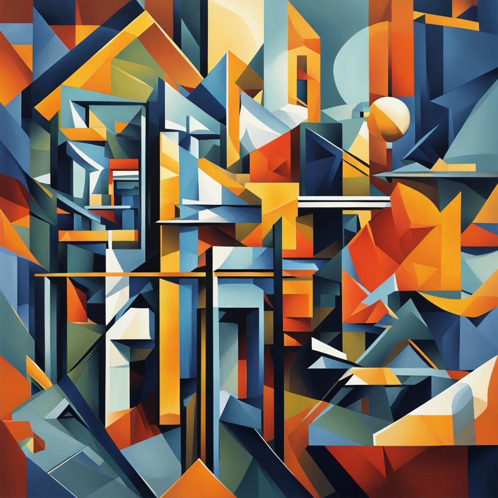 Cubist Architect in Geometric Art Deco Style
