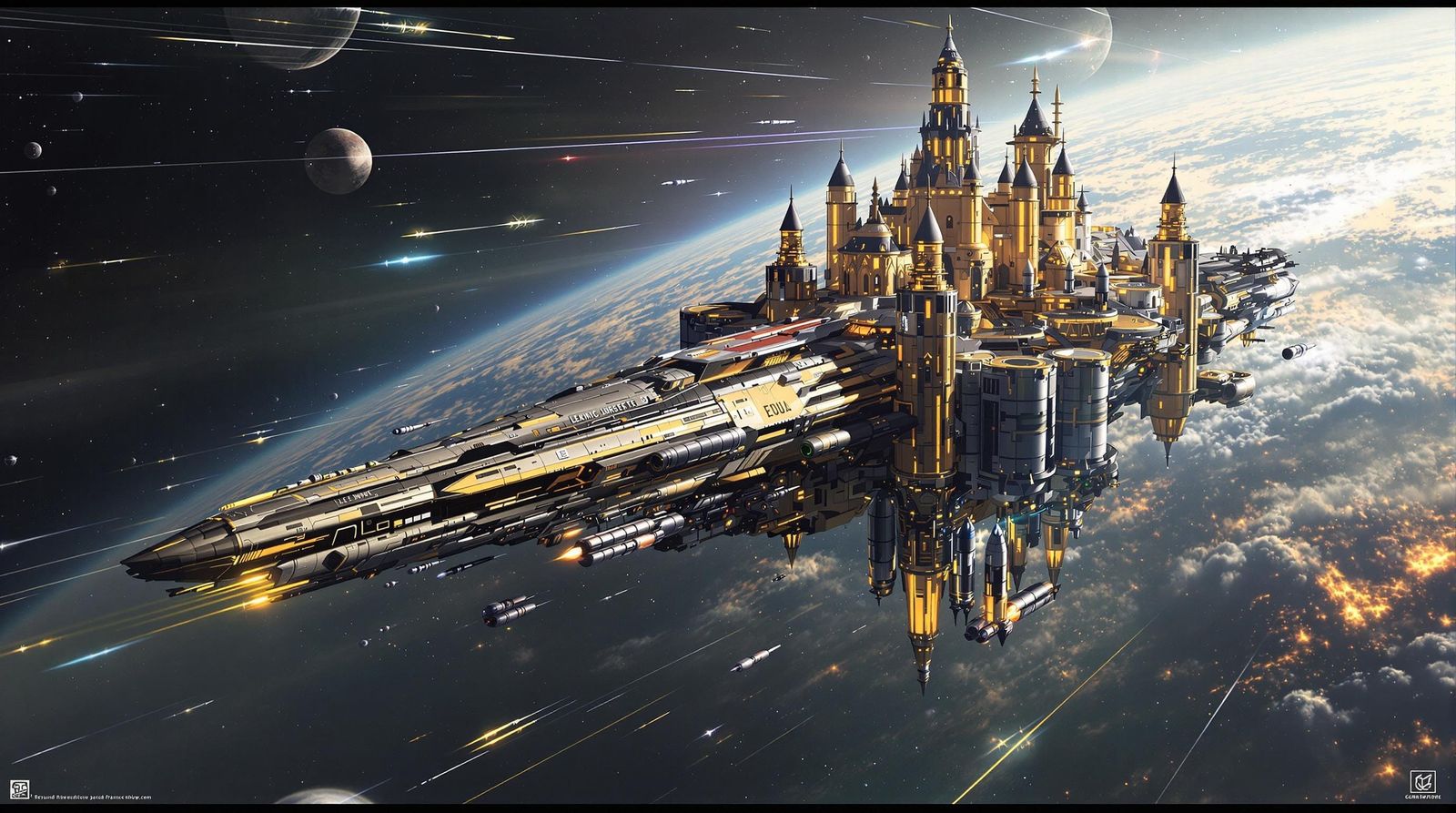 Medieval Space Odyssey in Cosmicpunk Style