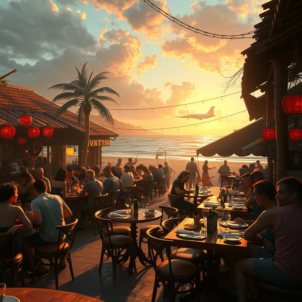 Vibrant Beachside Bistro in Spring Break Frenzy
