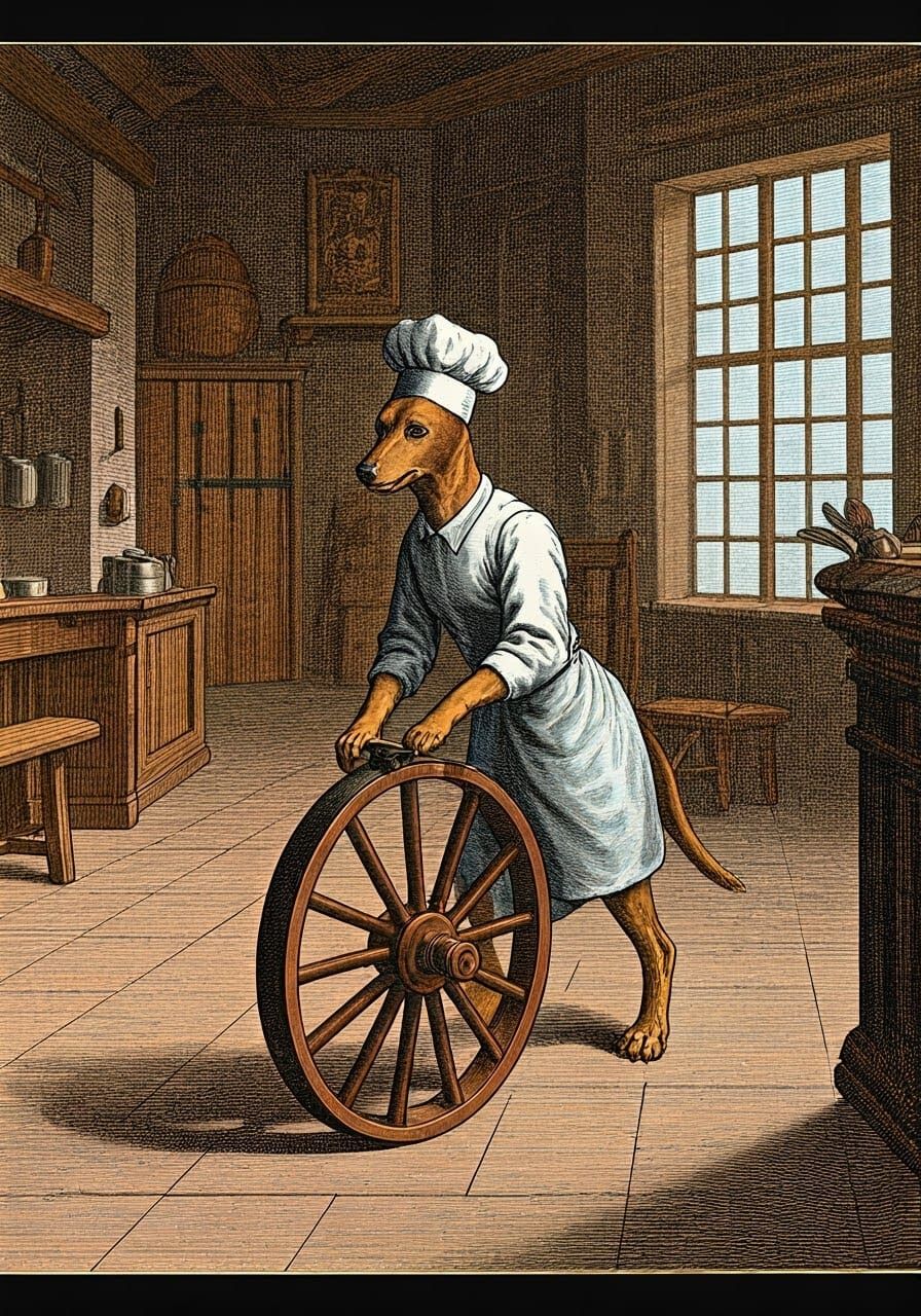 16th Century Kitchen Dogs Powered Meat Roasting Spits