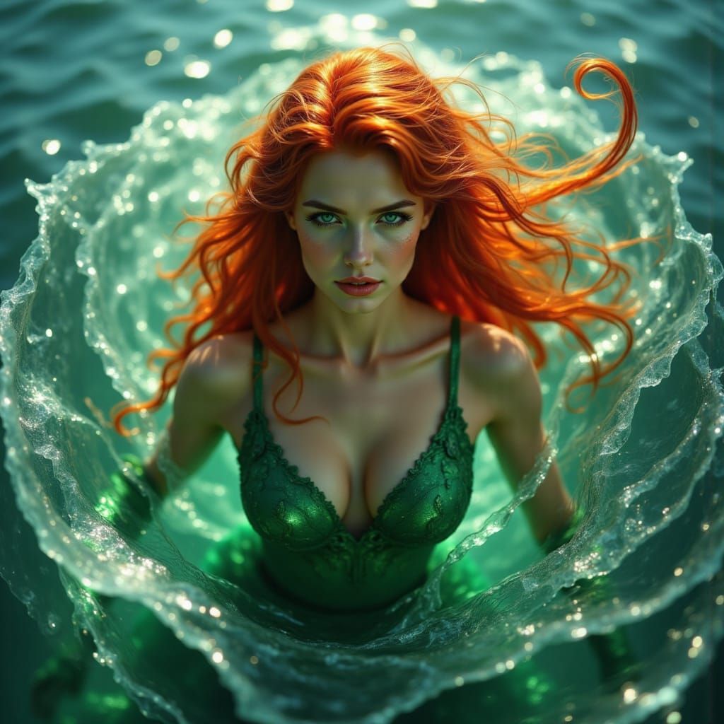 Mera, Queen of Atlantis, in Hyperrealistic Aquatic Scene