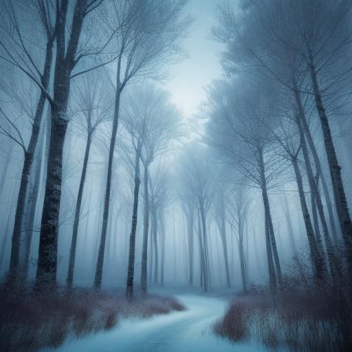 Misty Japanese Forest in Winter Wonderland