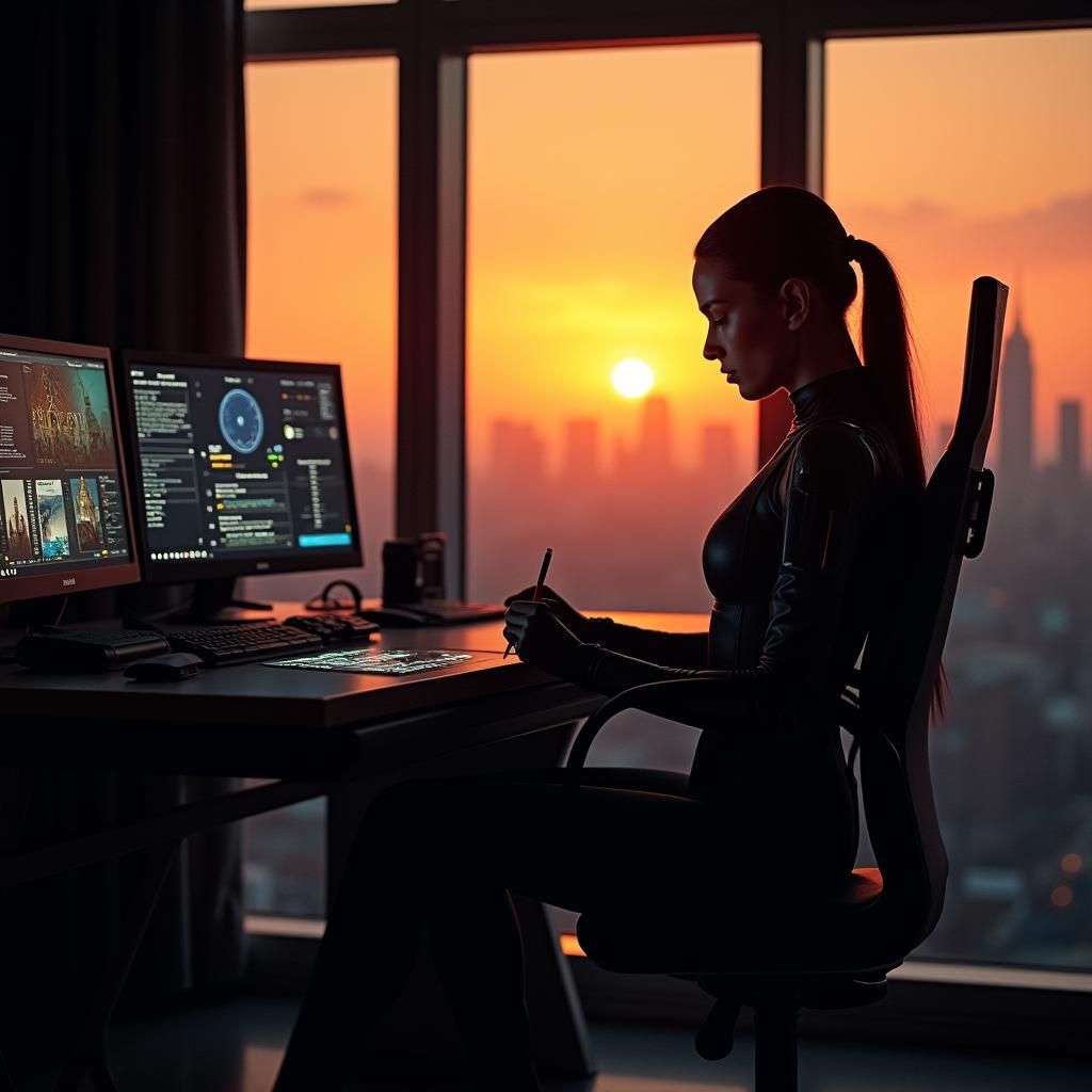 Cyberpunk Assassin Integrates Tech in London Apartment