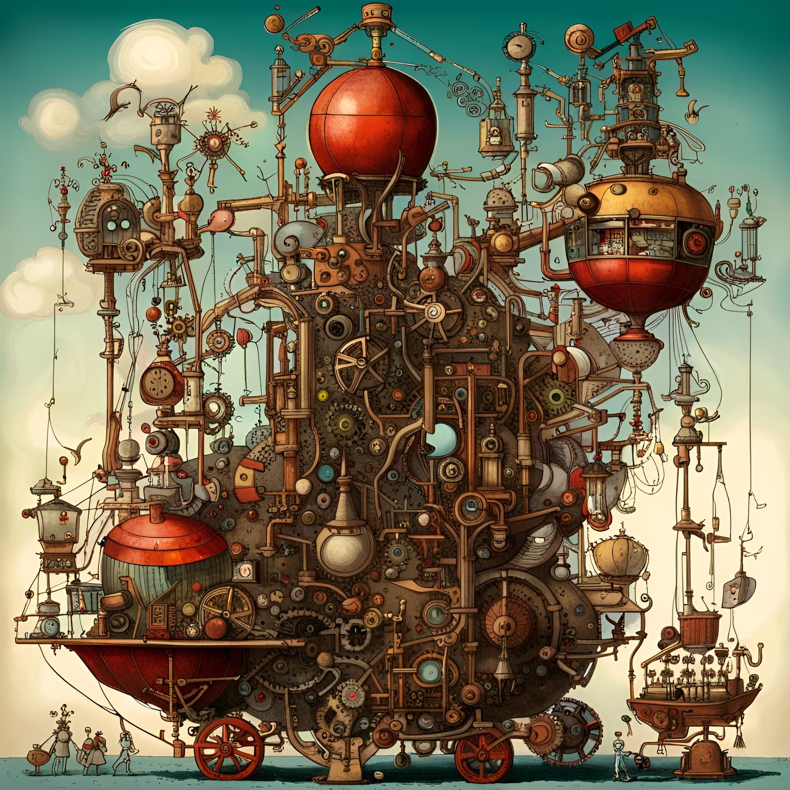 Whimsical Contraption (Homage to Rube Goldberg and Heath Robinson) (II)