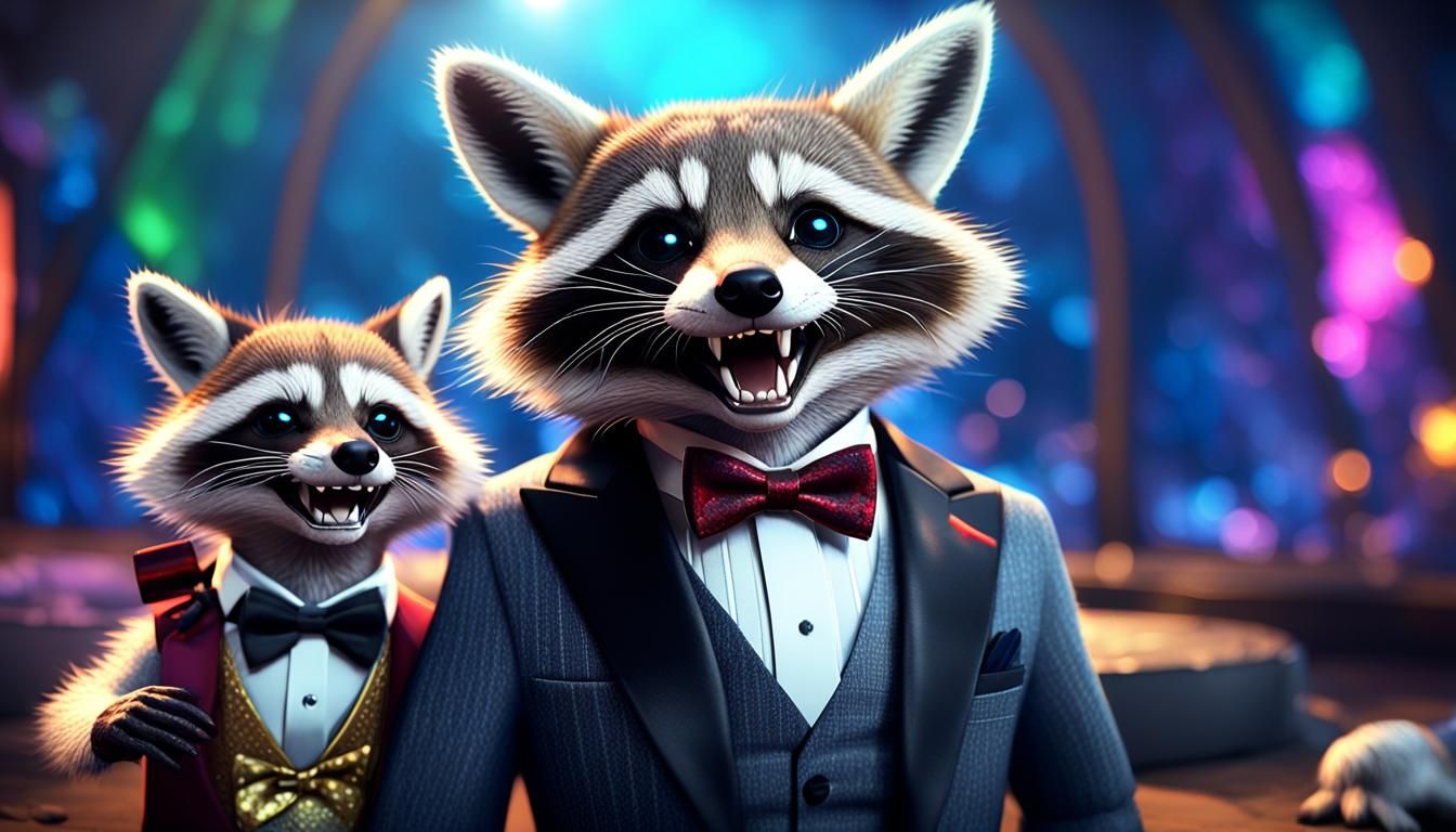 Raccoon and Fox Friends in 3D Game Style