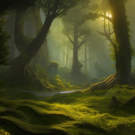 Sunlit Forest Matte Painting in Unreal Engine