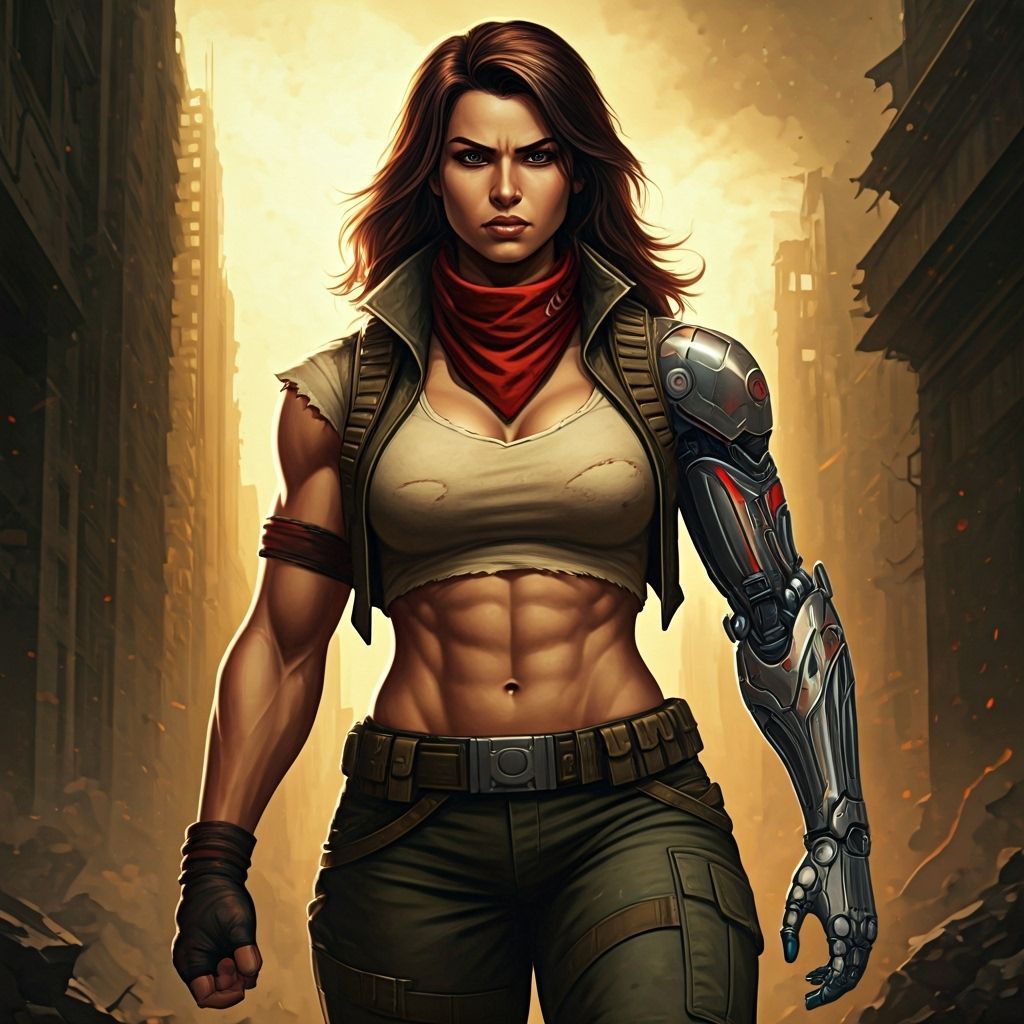 Molly Hayes in Dystopian Landscape, Hyperdetailed Digital Ar...