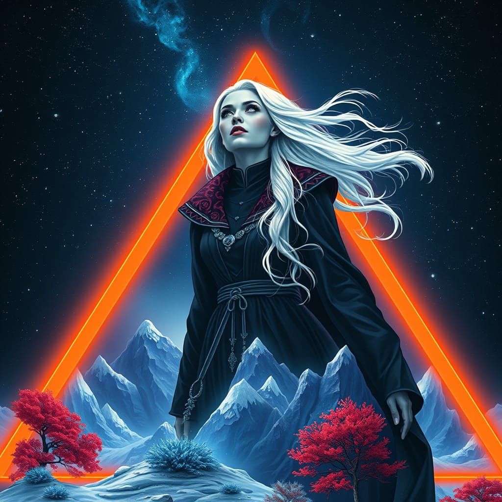 Cosmic Warrior Goddess Ascends Through Vibrant Portal