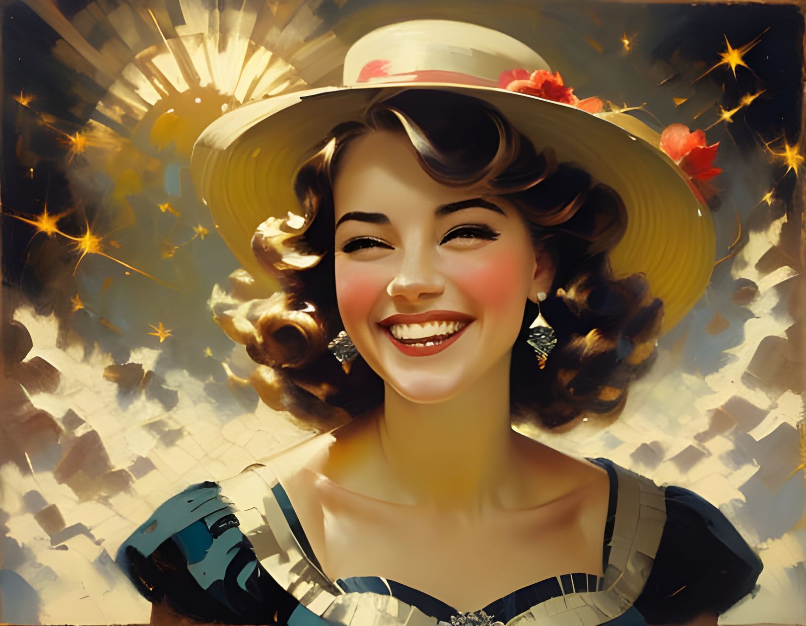 Elegant Victorian Girl Laughs with Joy in Soft Pastel Colors