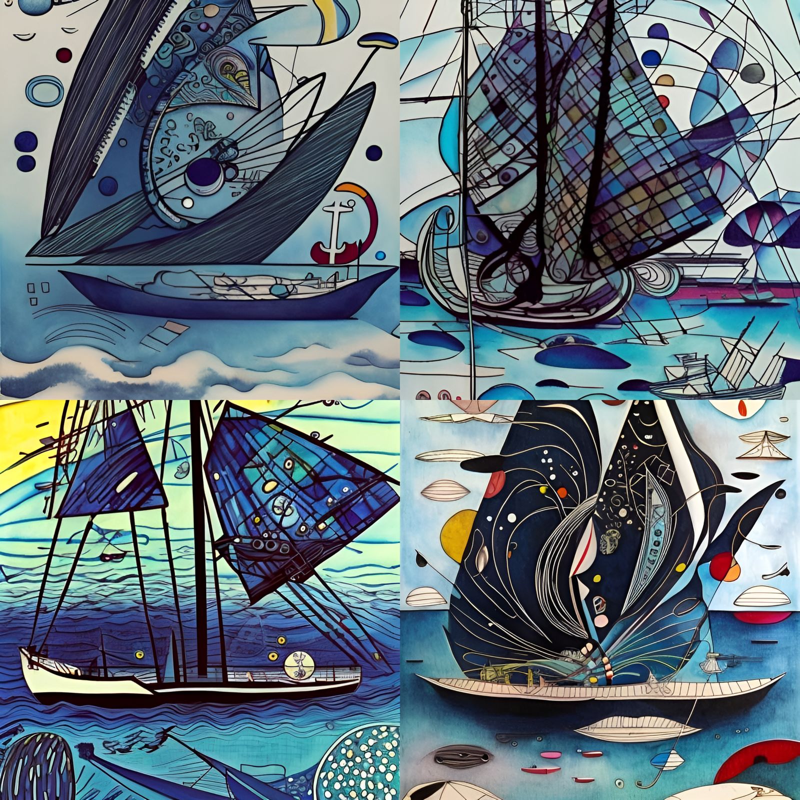 Cute Sci-Fi Sailboat in Ink and Watercolor