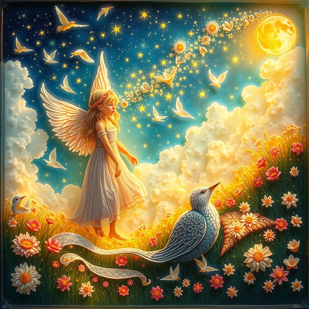 Dreamlike Illustration in Resin Art Style