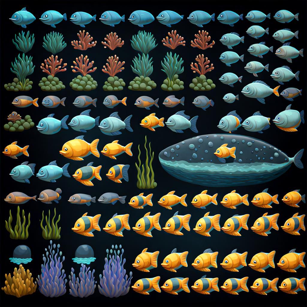 Underwater Game: Collectible Item Sprite Sheet in 2D